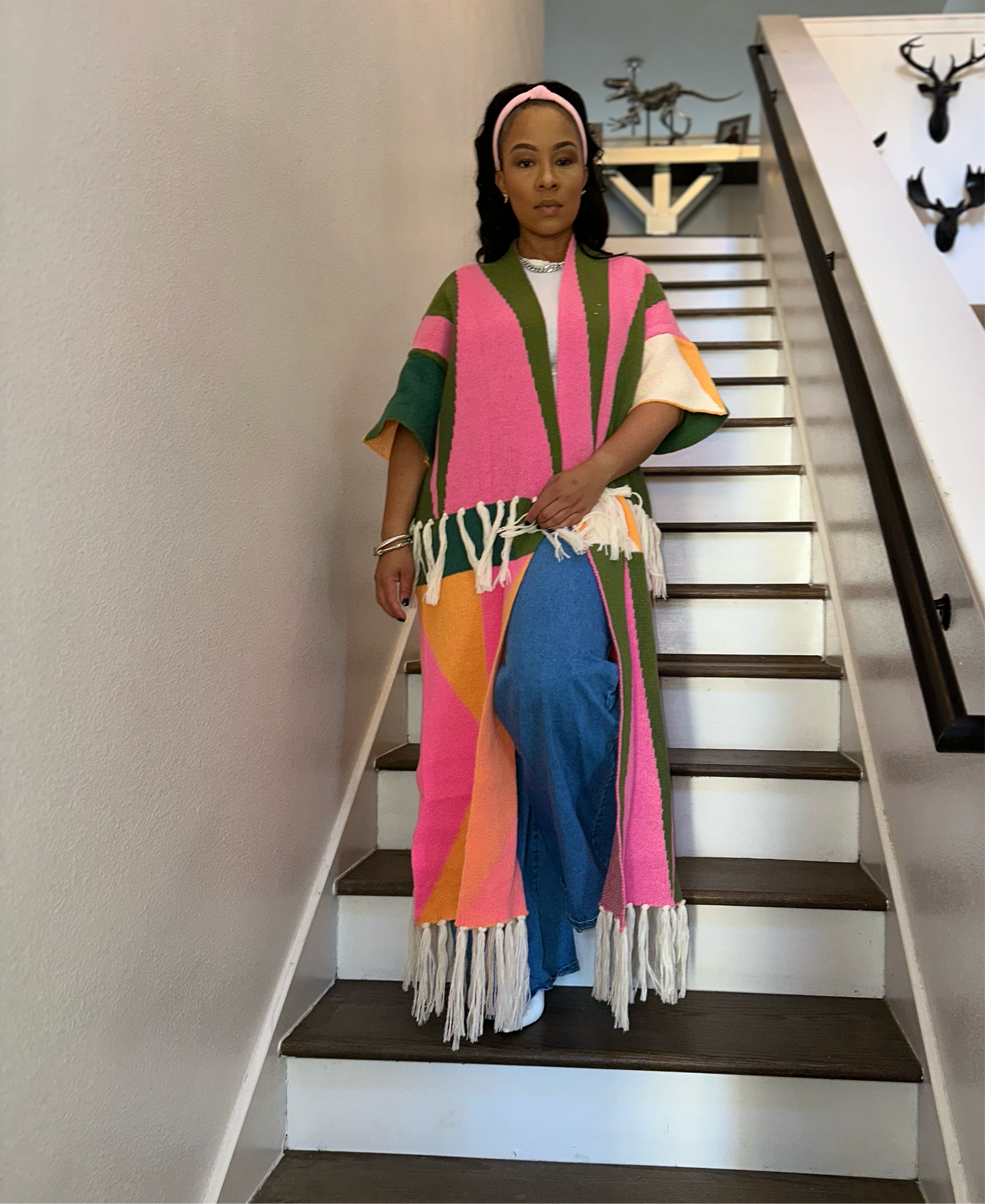 Color Block Tassel Sweater