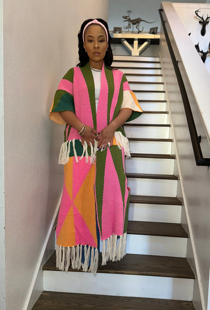 Color Block Tassel Sweater